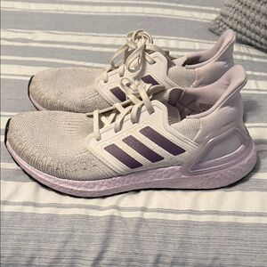 Adidas Women's Lavender and White Sneakers